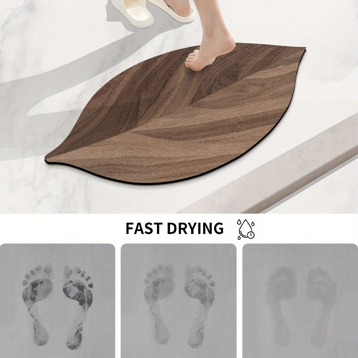 Ovale Antislip Badmat van Absorberend Polyester met Rubber Onderkant – Ideaal voor Badkamer en Toilet