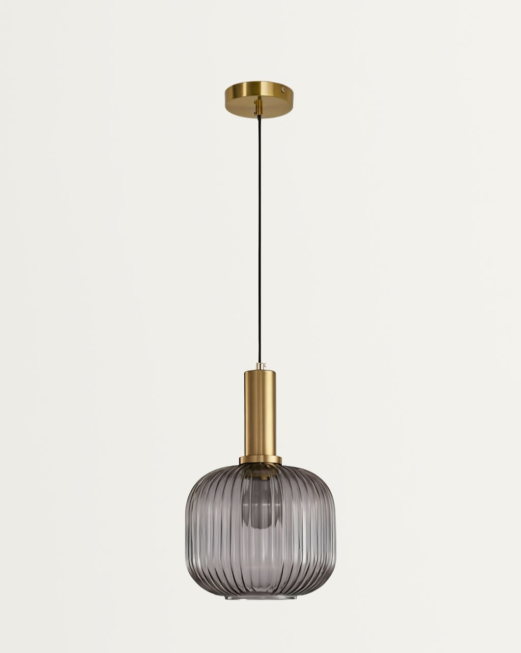 Moderne Boerderijstijl Hanglamp met Gestreepte Glaslampen en Gouden Afwerking - Semi Flush Mount