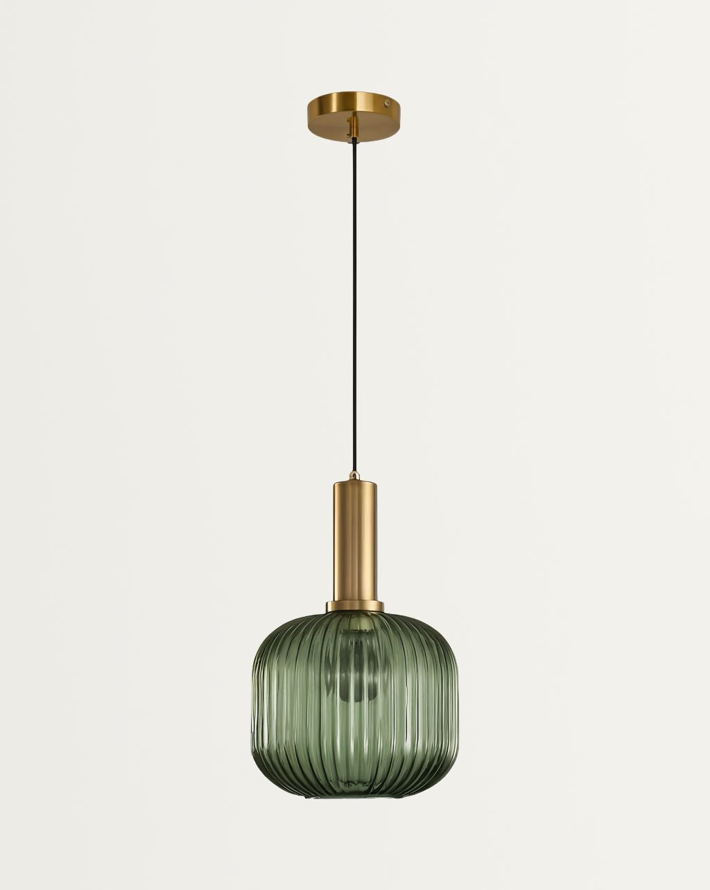 Moderne Boerderijstijl Hanglamp met Gestreepte Glaslampen en Gouden Afwerking - Semi Flush Mount
