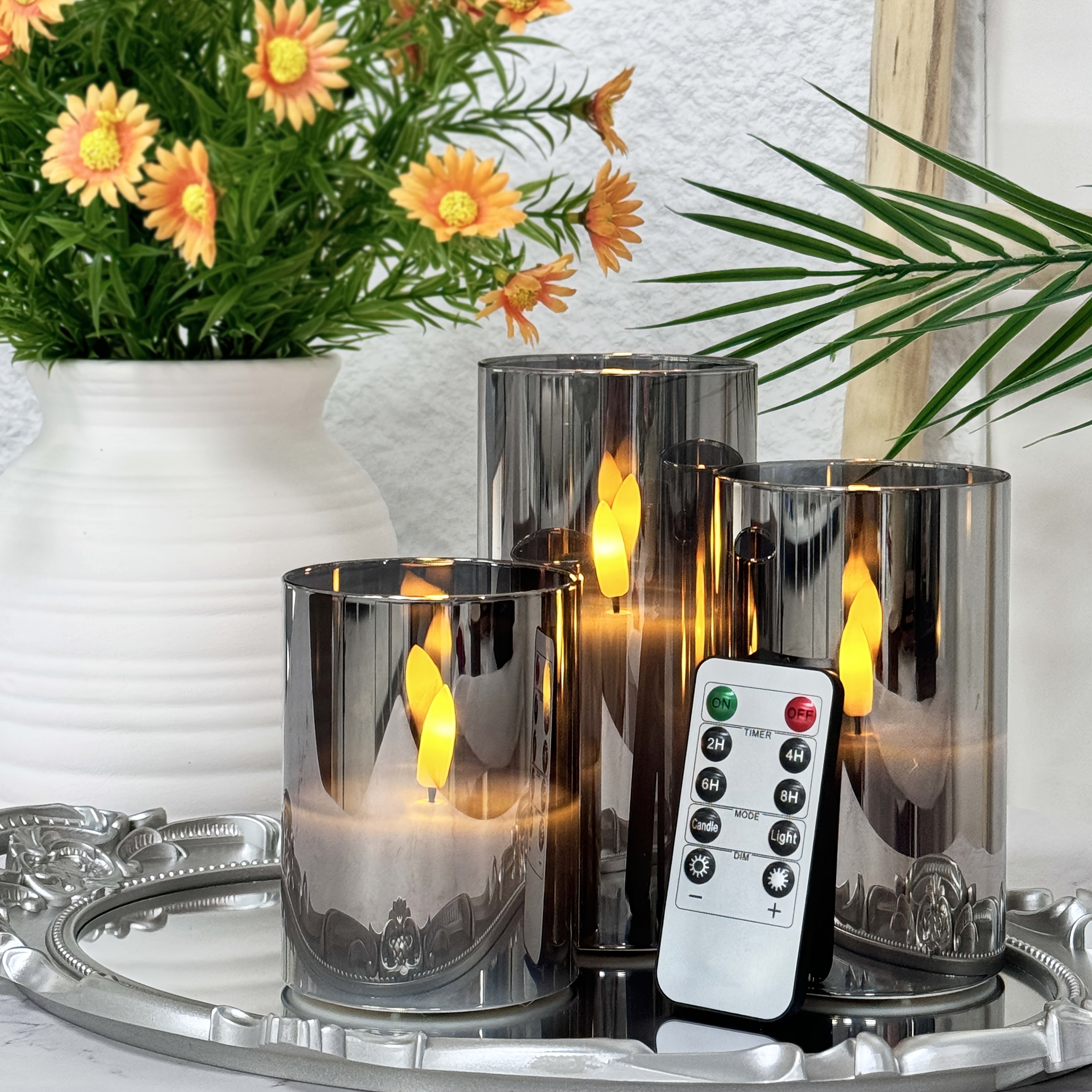 Vlamloze Kaarsen Set - 3D Lont met Afstandsbediening en Timer
