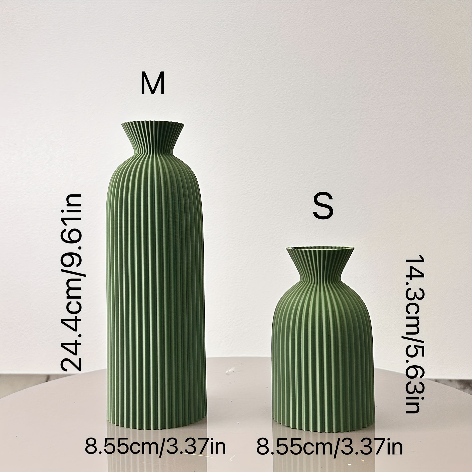 Set van 2 Bohemian Wavy Vazen voor Droge Bloemen – Kunststof Cilinder Vazen voor Thuis en Kantoor