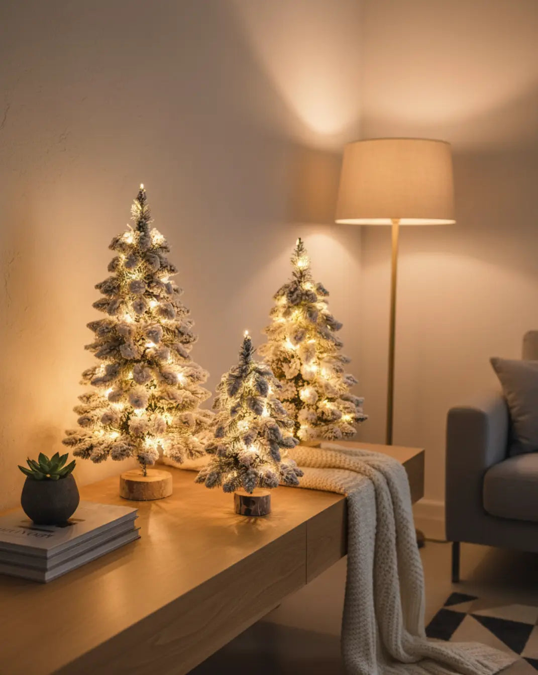 Verlichte sneeuwbedekte kunstkerstboom - LED warm wit Maison Roze