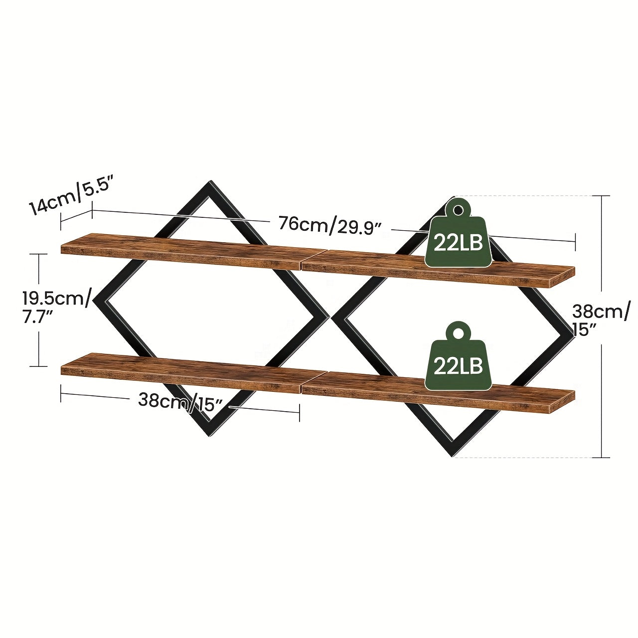 Wandgemonteerde Houten Planken - Retro Stijl voor Opbergruimte