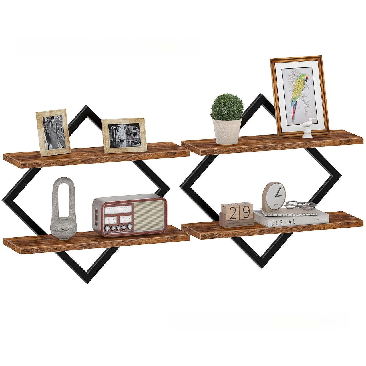 Wandgemonteerde Houten Planken - Retro Stijl voor Opbergruimte