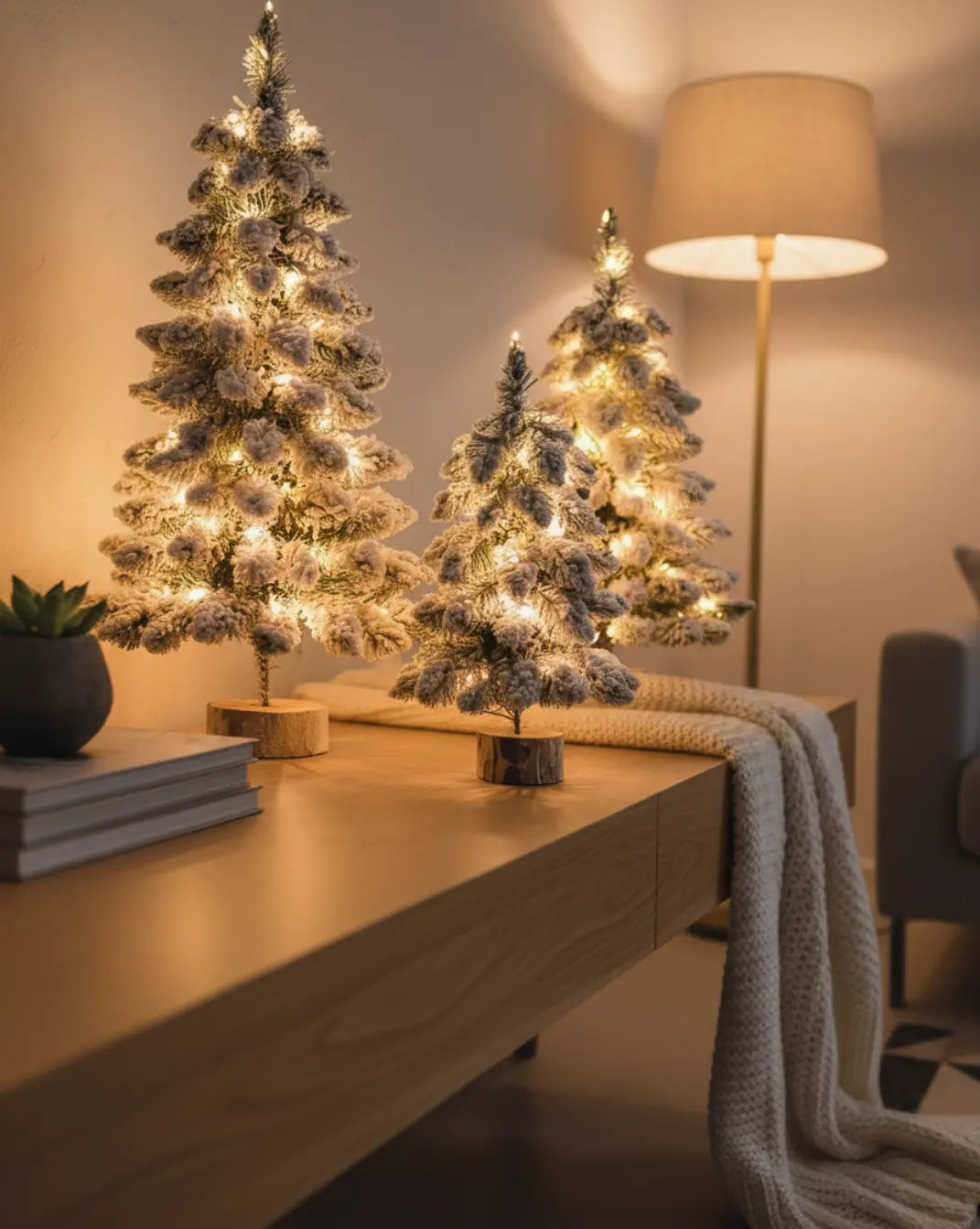 Verlichte sneeuwbedekte kunstkerstboom - LED warm wit Maison Roze