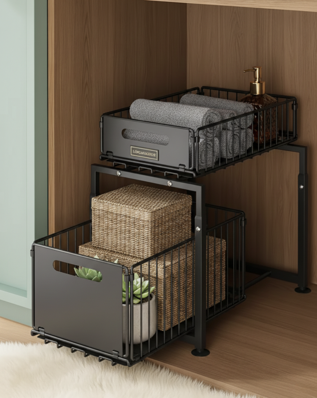 Onder Gootsteen Organizer 2-Laags – Uittrekbare Kast Organizer met Metalen Lades