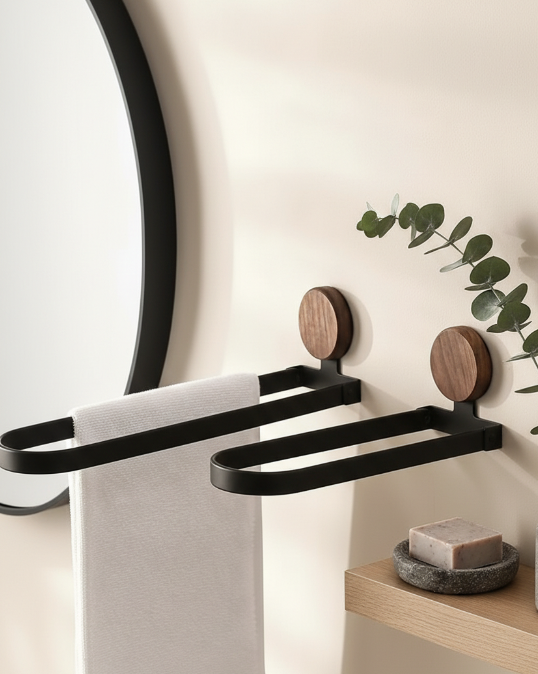 Wandgemonteerd Handdoekrek – Walnoothout Opvouwbaar