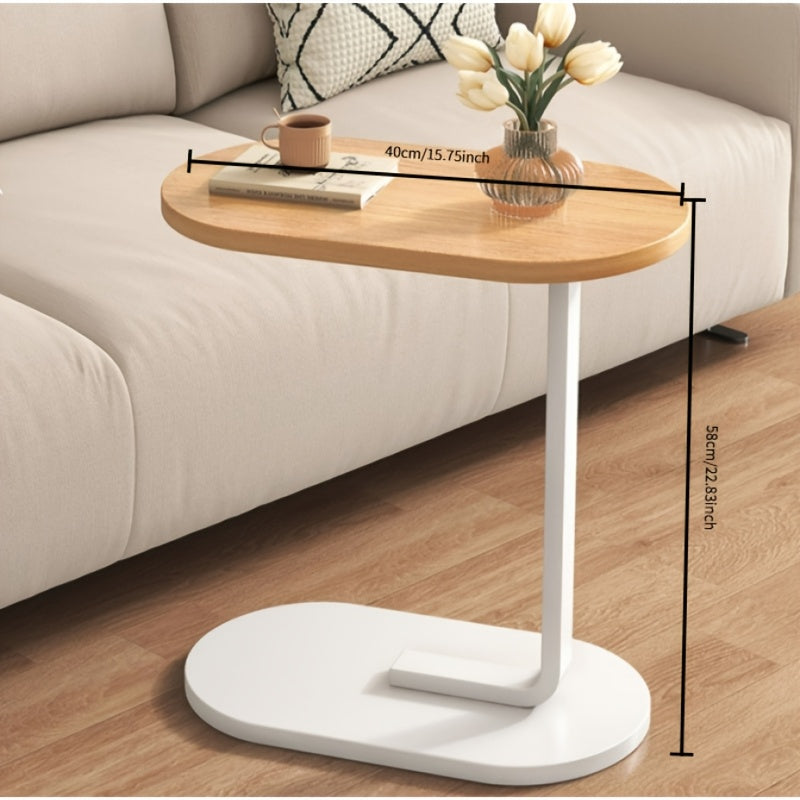 Moderne C-vormige Randtafel van Walnoot - Duurzaam en Compact Ontwerp voor Woonkamers en Slaapkamers