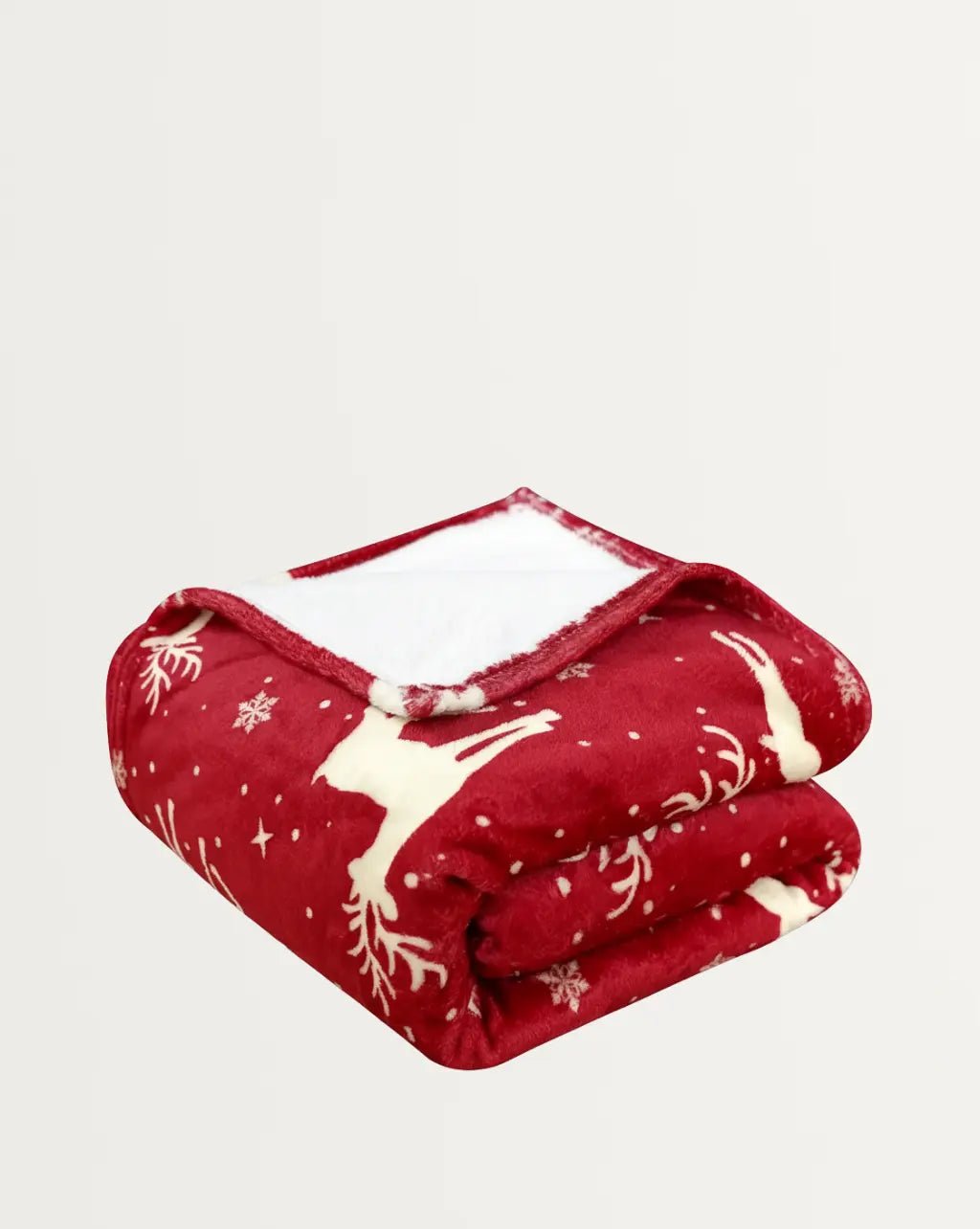 Flanelle Kerstdeken met Rendierprint Maison Roze
