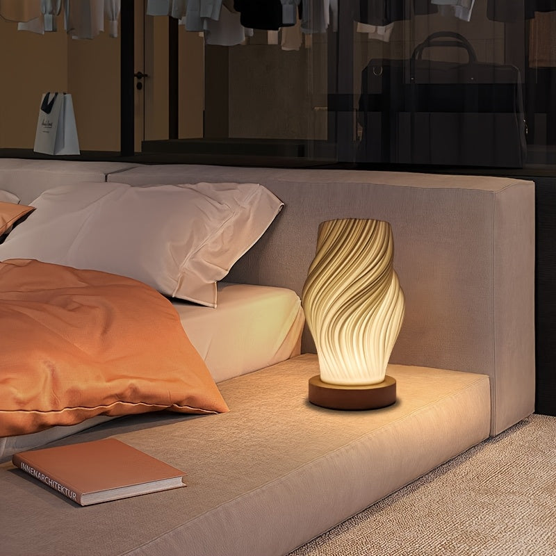 Verstelbare Tafellamp - Modern Design met Houten Voet en USB Voeding