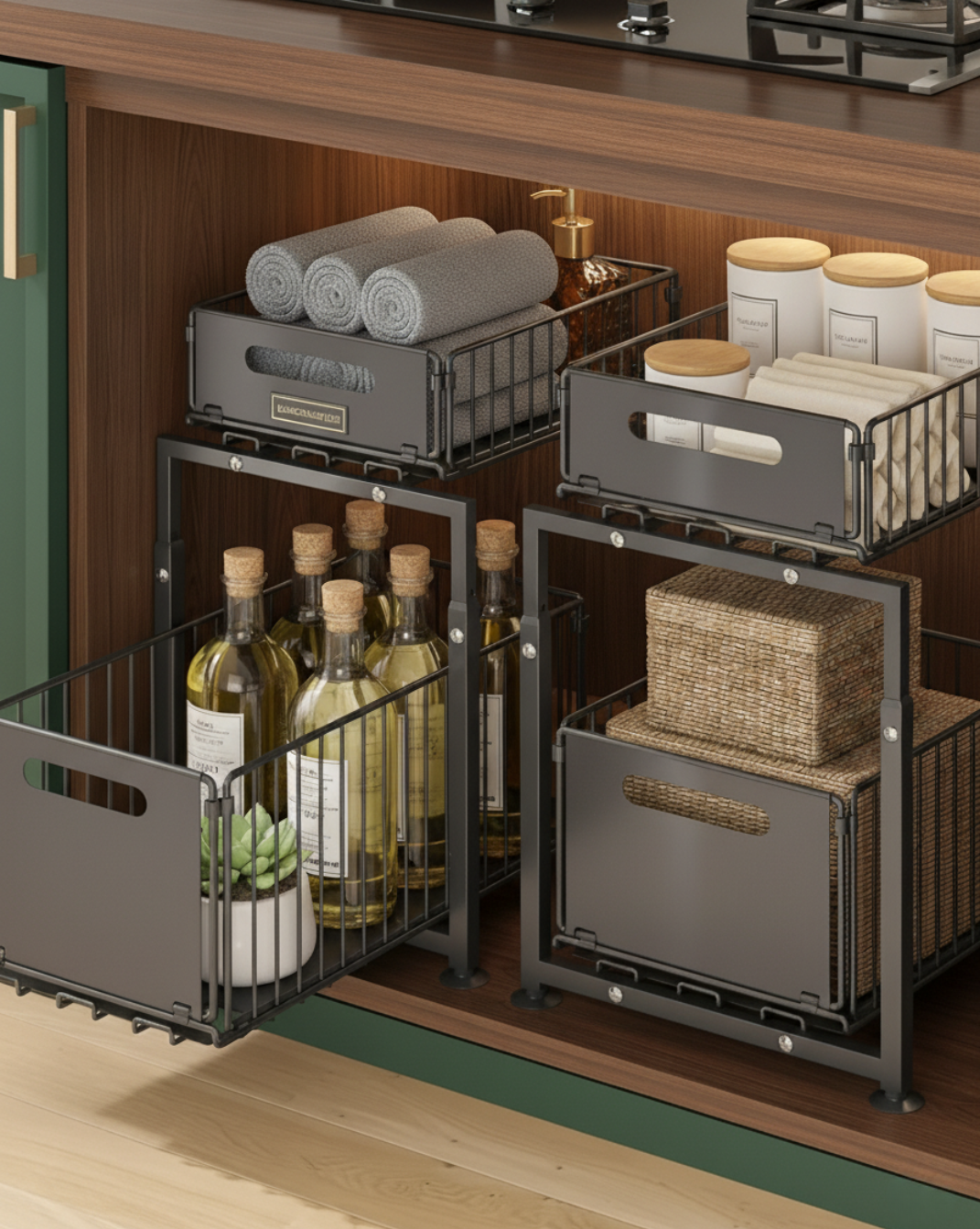 Onder Gootsteen Organizer 2-Laags – Uittrekbare Kast Organizer met Metalen Lades