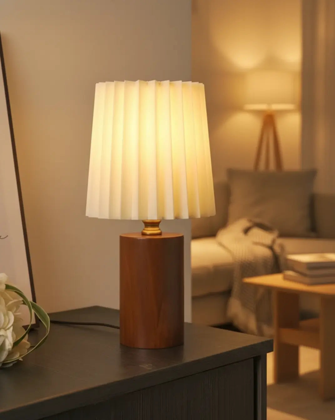 Korean Style Tafellamp - Geplisseerde Kap Maison Roze