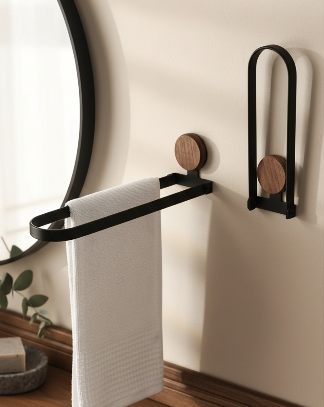 Wandgemonteerd Handdoekrek – Walnoothout Opvouwbaar