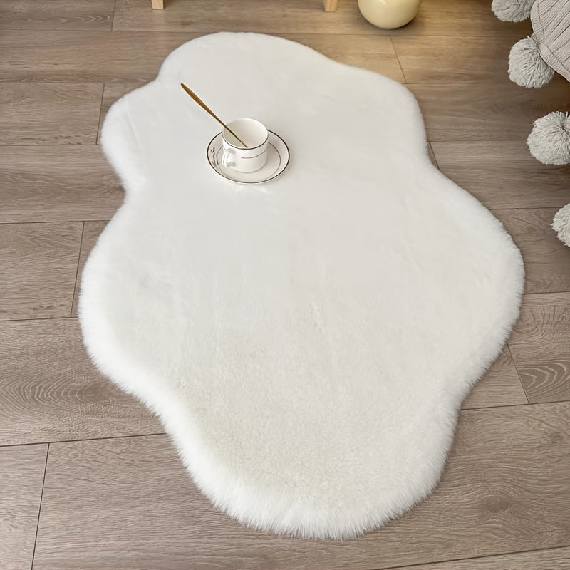 Ronde Pluche Vloermat – Crèmewit en Zacht, Ideaal voor Woonkamer en Slaapkamer