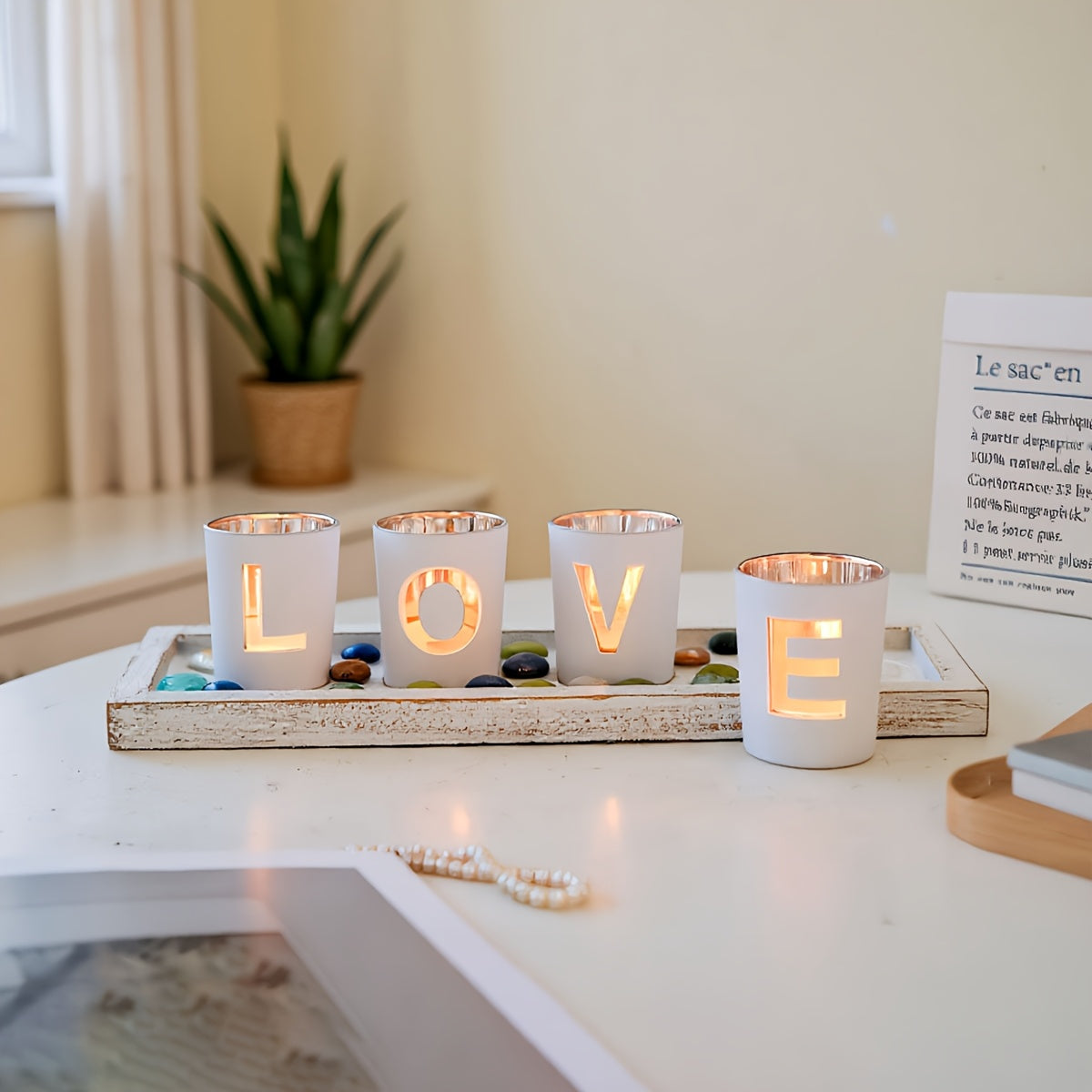 Houten en Glazen Kaarshouder - Creatief en Decoratief voor Thuis