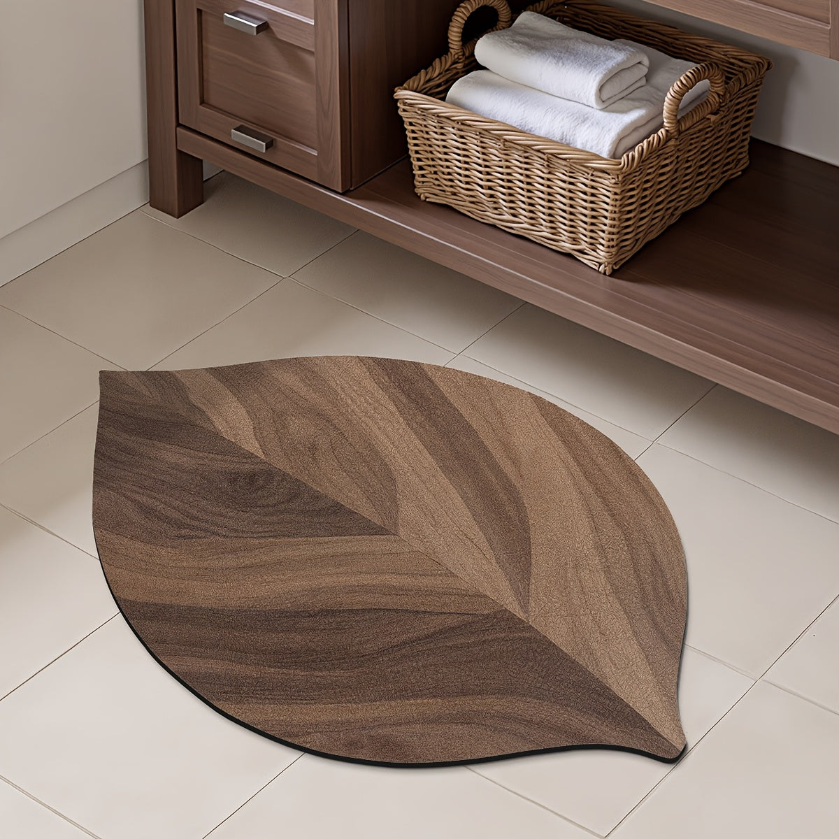 Ovale Antislip Badmat van Absorberend Polyester met Rubber Onderkant – Ideaal voor Badkamer en Toilet