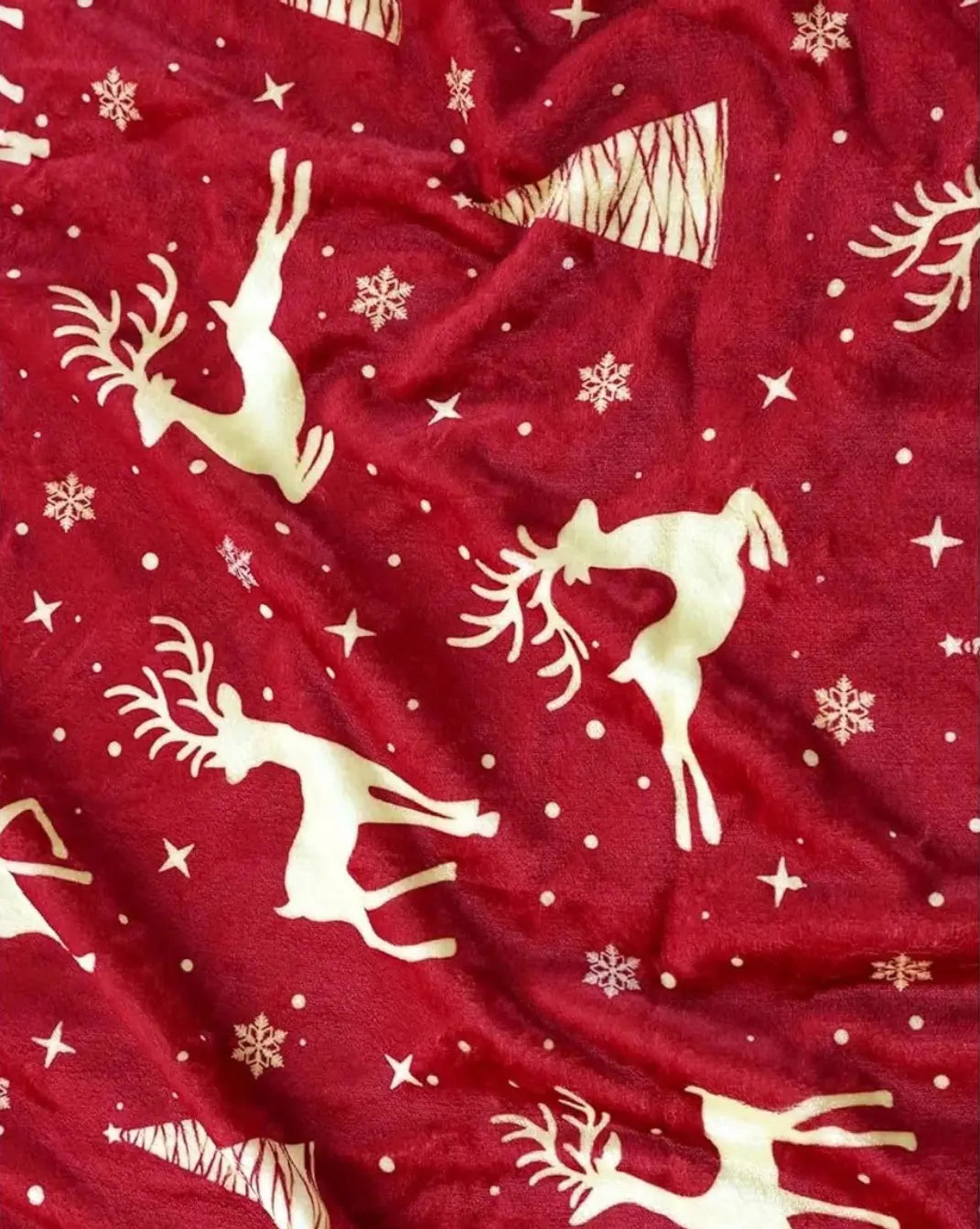 Flanelle Kerstdeken met Rendierprint Maison Roze