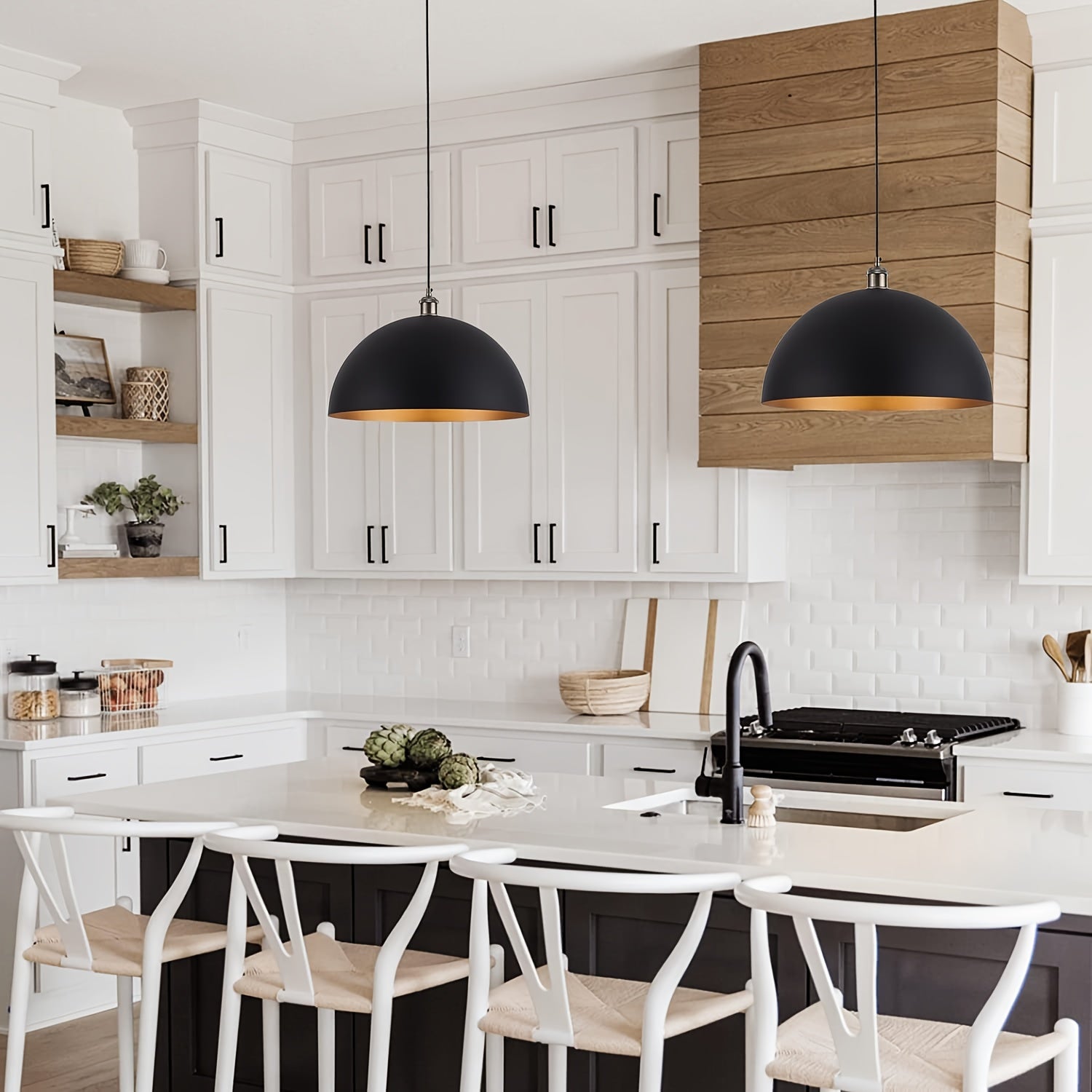 Industriële Hanglamp Zwart en Goud voor Eettafel en Slaapkamer – 45 cm Metaal met Mat Afwerking