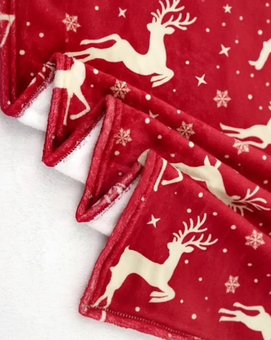 Flanelle Kerstdeken met Rendierprint Maison Roze