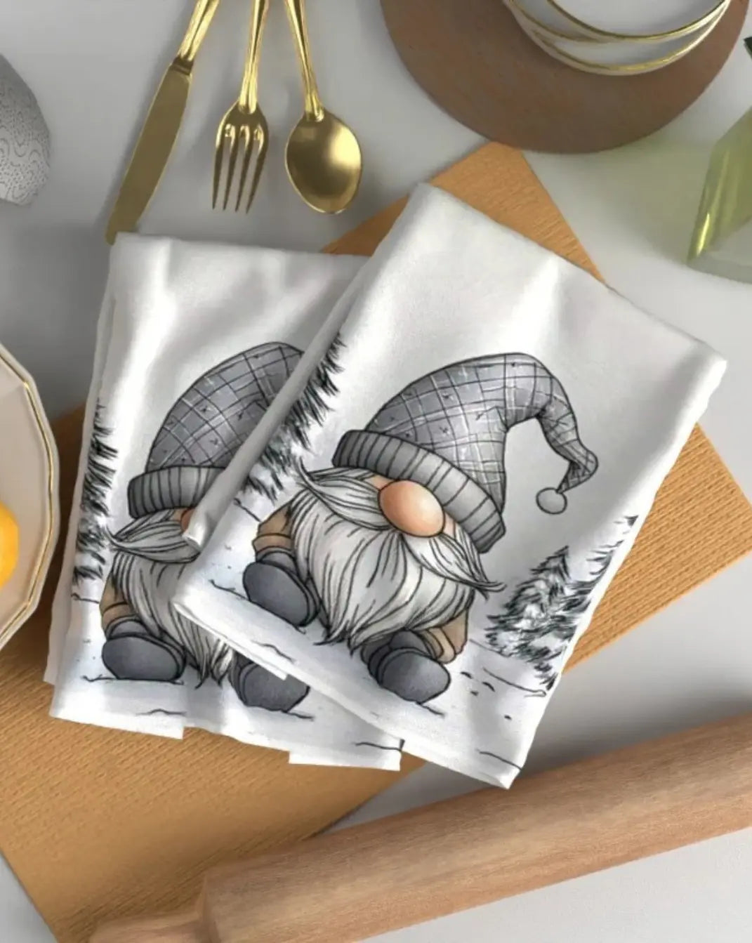 Katoenen Gnome keukenhanddoeken set Maison Roze