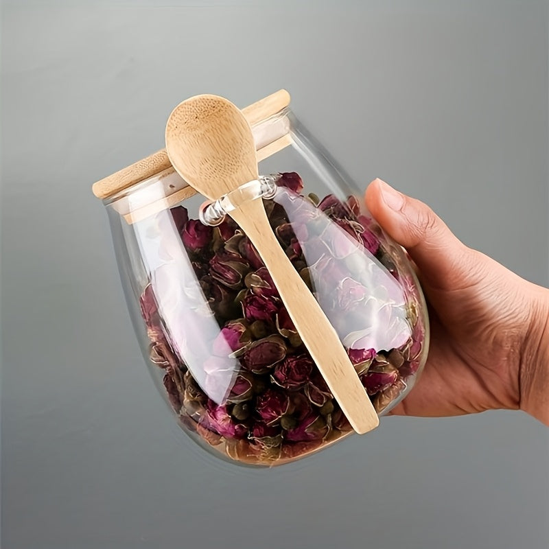 Set van 2 Glazen Opbergpotten met Lepel - Perfect voor Keukenorganisatie