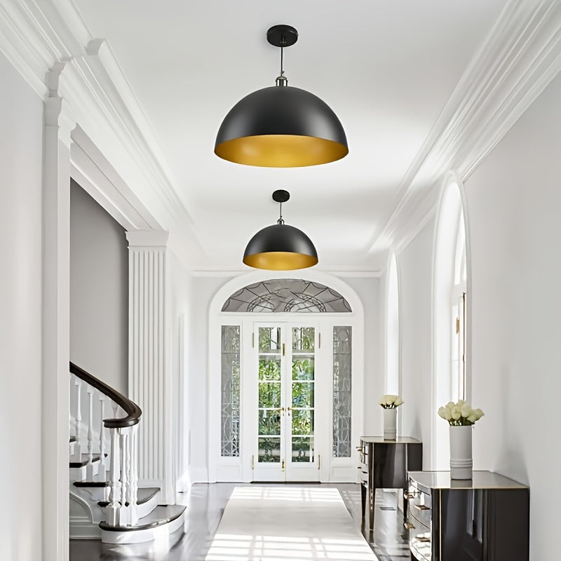 Industriële Hanglamp Zwart en Goud voor Eettafel en Slaapkamer – 45 cm Metaal met Mat Afwerking