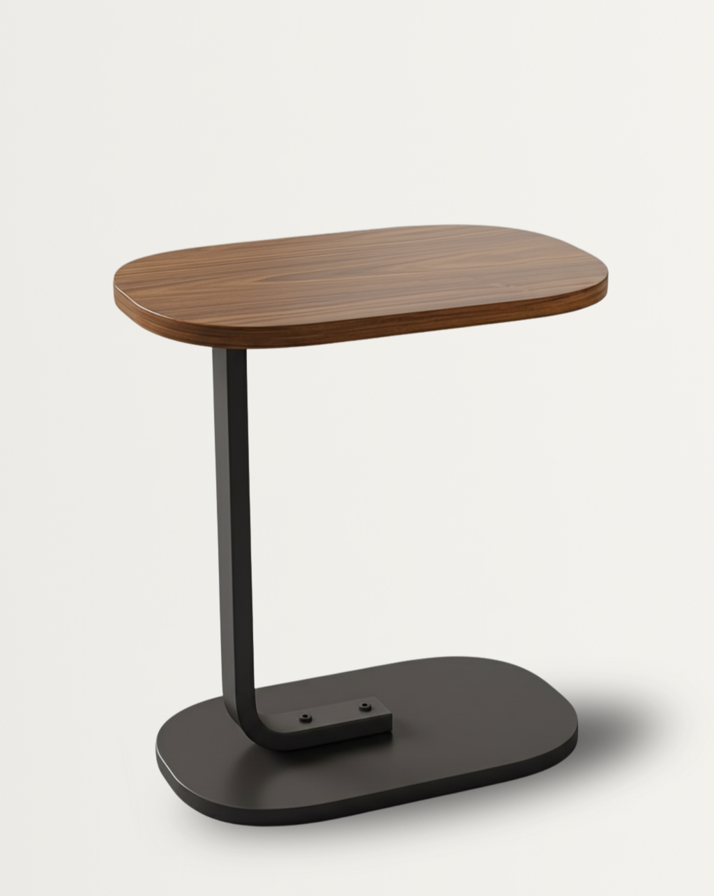 Moderne C-vormige Randtafel van Walnoot - Duurzaam en Compact Ontwerp voor Woonkamers en Slaapkamers