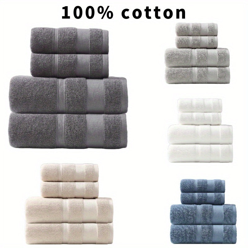Set van 2 Badhanddoeken 70x140cm en 2 Kleine Handdoeken 34x74cm van 100% Katoen - Absorberend en Sneldrogend