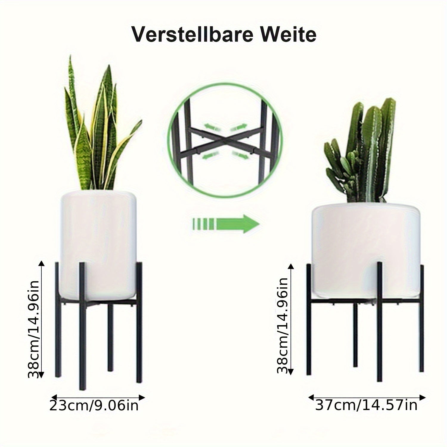 Verstelbare Metalen Plantenstandaard Buiten - Uitschuifbare Breedte voor Bloempotten, Stevig en Roestbestendig Design