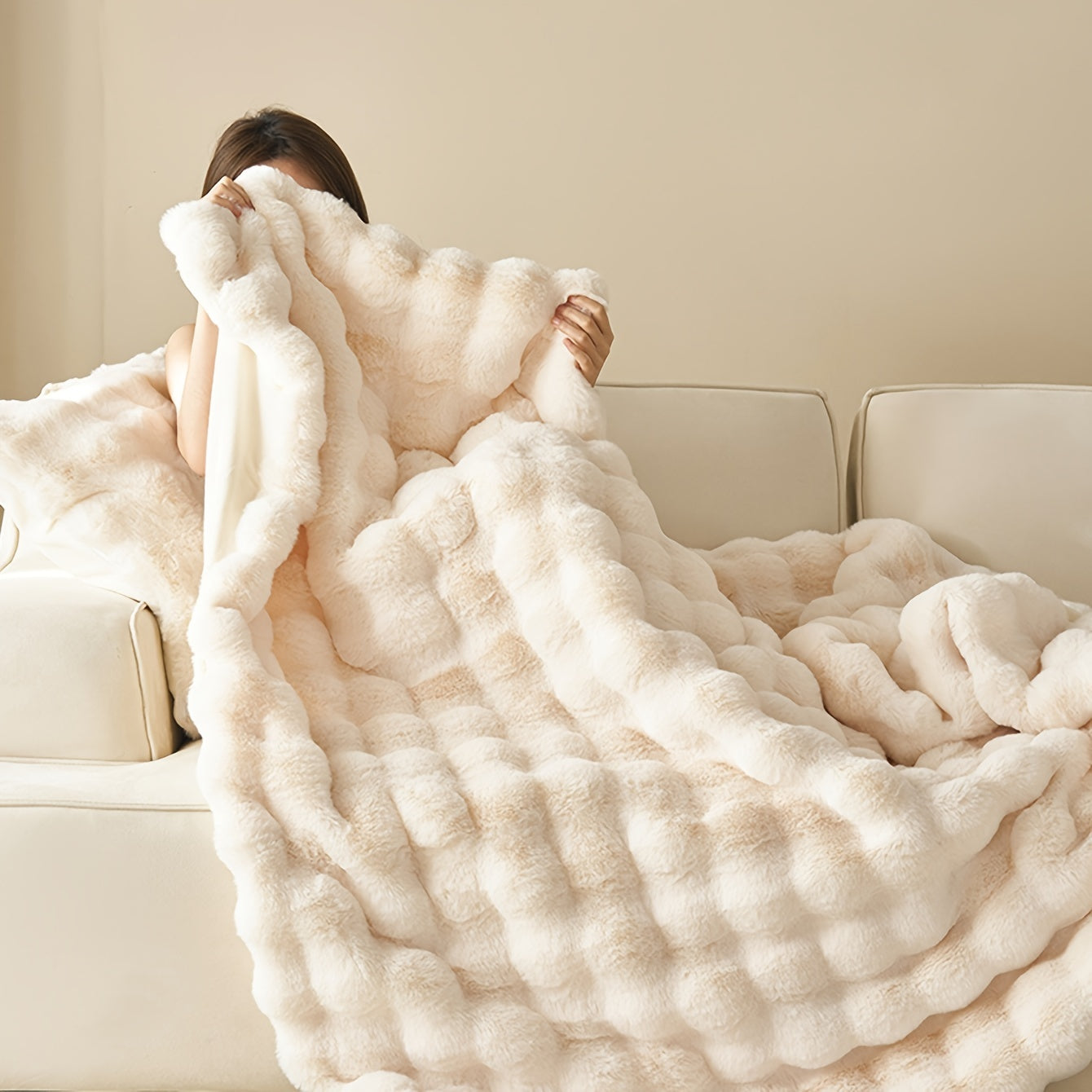 Zachte Imitatie Konijnenfleece Deken – Multifunctionele Gooideken voor Bank, Sofa en Bed