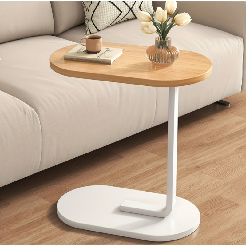 Moderne C-vormige Randtafel van Walnoot - Duurzaam en Compact Ontwerp voor Woonkamers en Slaapkamers