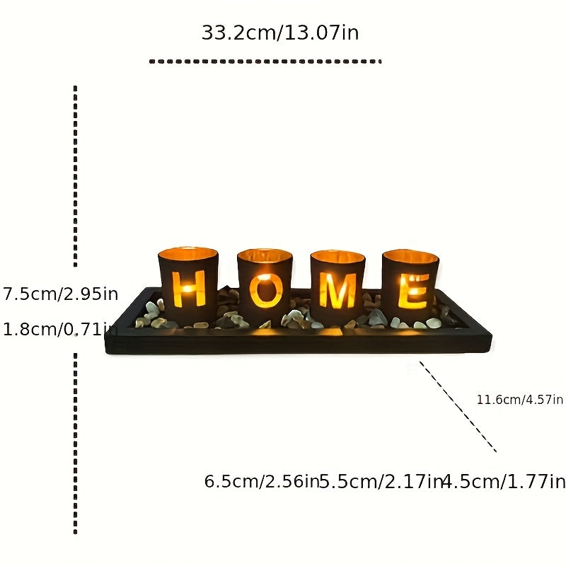 Houten en Glazen Kaarshouder - Creatief en Decoratief voor Thuis