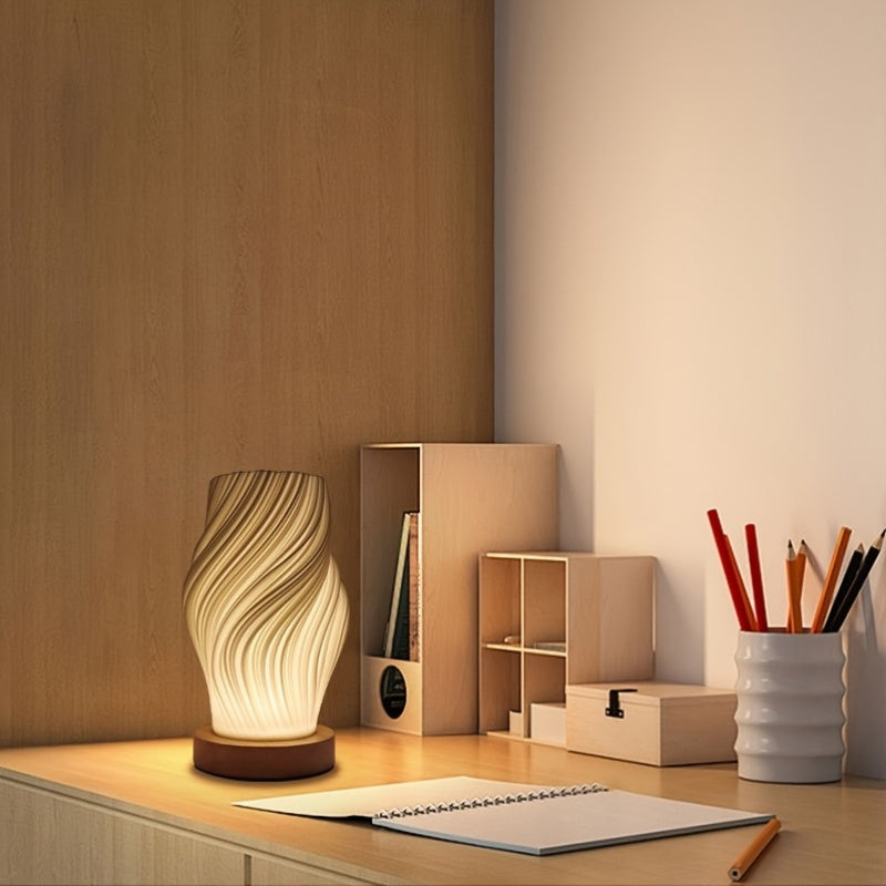 Verstelbare Tafellamp - Modern Design met Houten Voet en USB Voeding