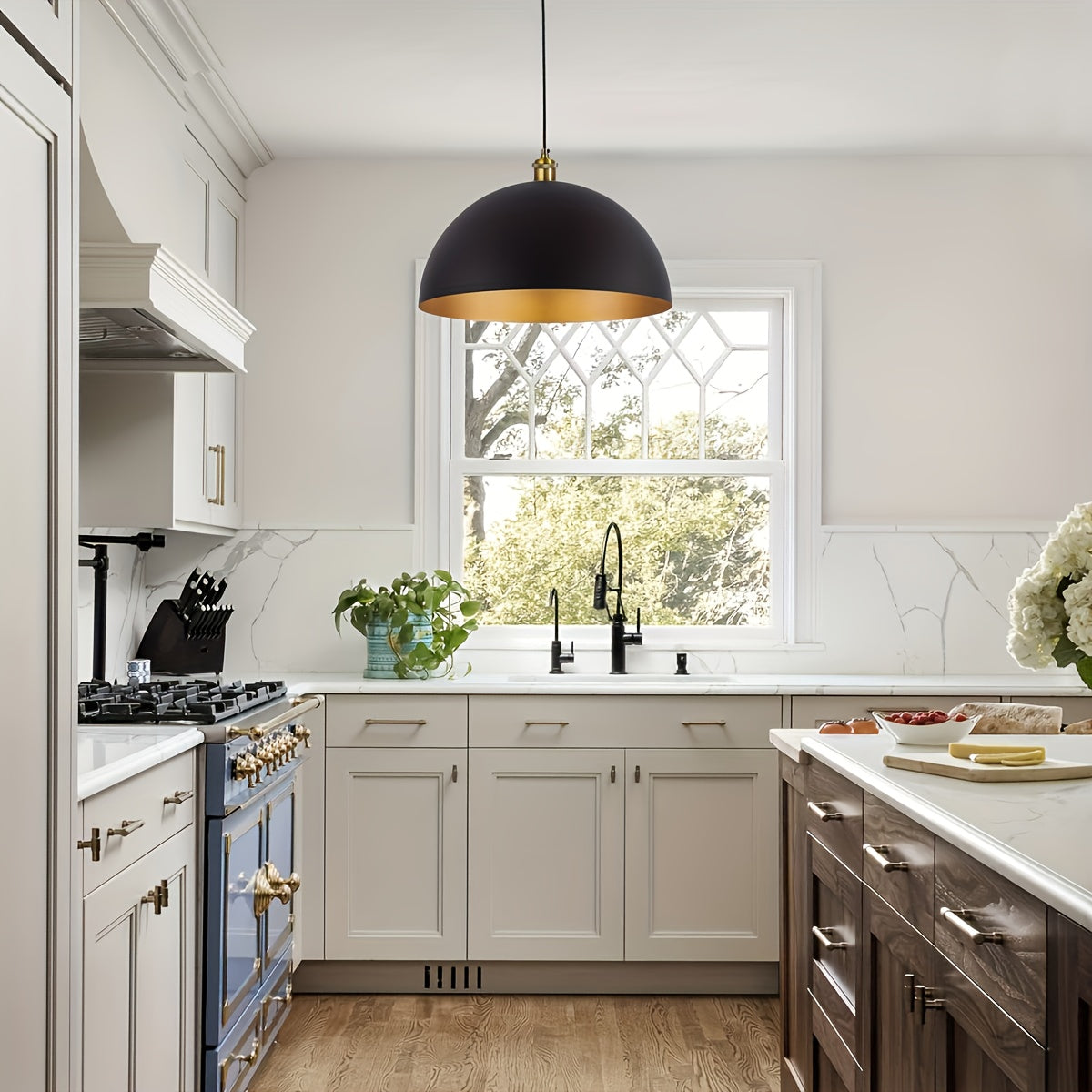 Industriële Hanglamp Zwart en Goud voor Eettafel en Slaapkamer – 45 cm Metaal met Mat Afwerking