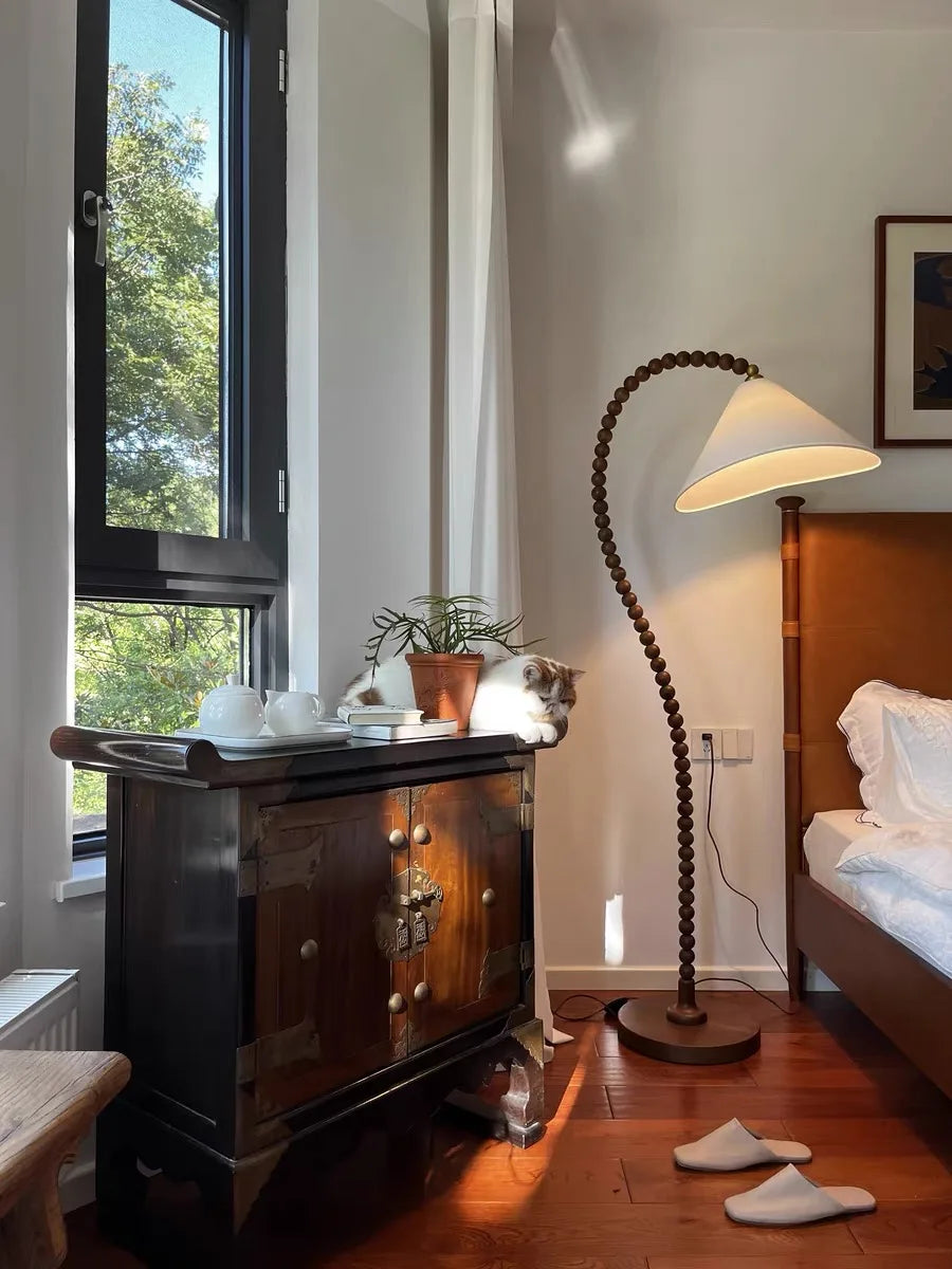 Vloerlamp van Massief Hout - Retro Franse Stijl voor Woonkamer