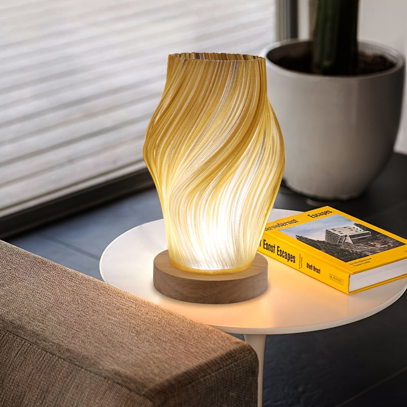Verstelbare Tafellamp - Modern Design met Houten Voet en USB Voeding