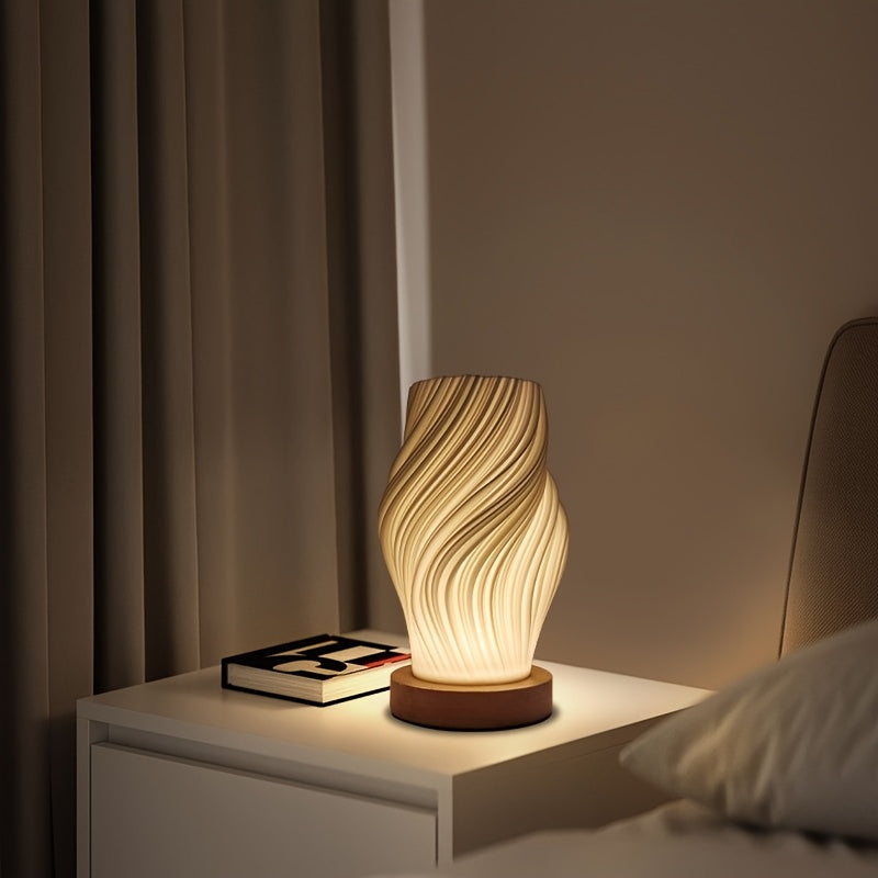 Verstelbare Tafellamp - Modern Design met Houten Voet en USB Voeding