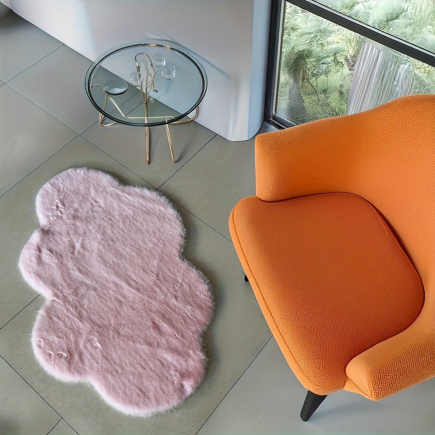 Ronde Pluche Vloermat – Crèmewit en Zacht, Ideaal voor Woonkamer en Slaapkamer