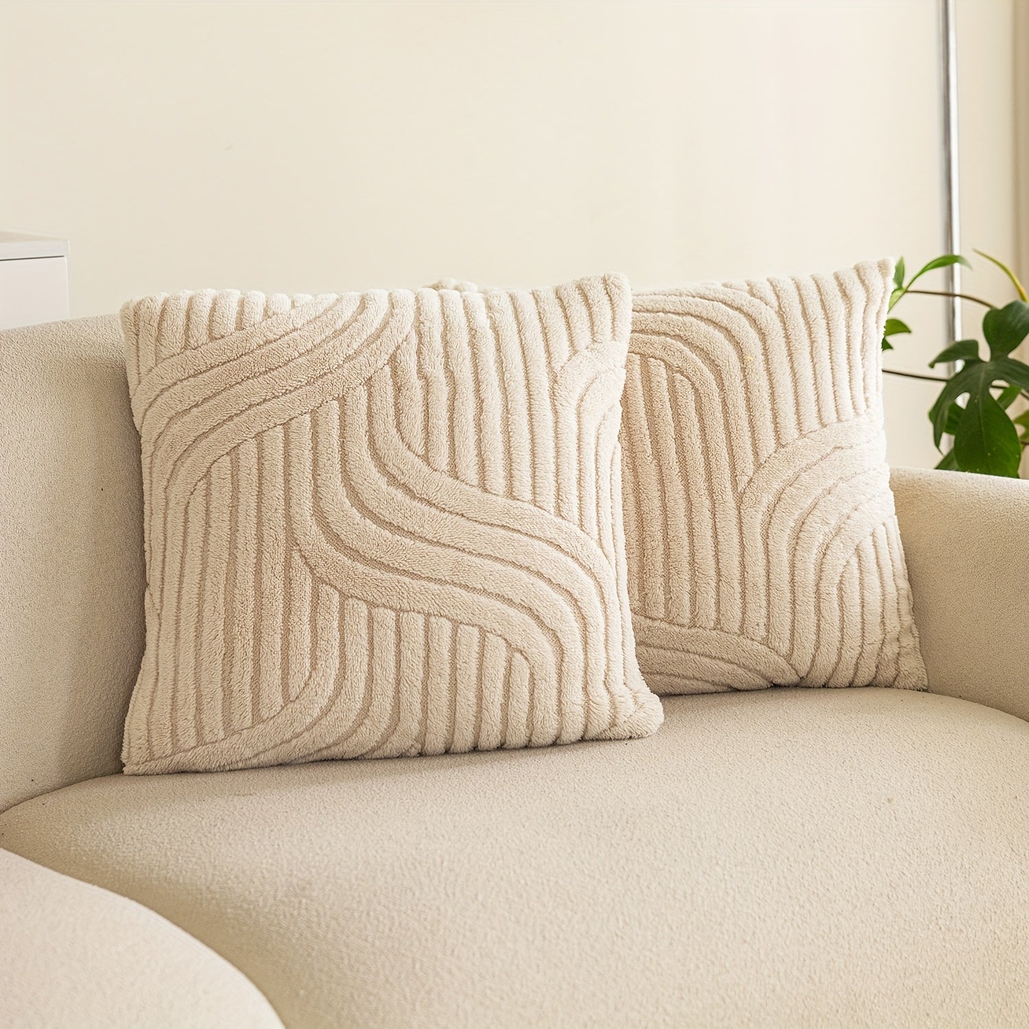 Boho Abstracte Kussenhoezen Set van 2 – Zachte Pluche Geometrische Patroon, 12x20, 18x18, 50.8x50.8 cm
