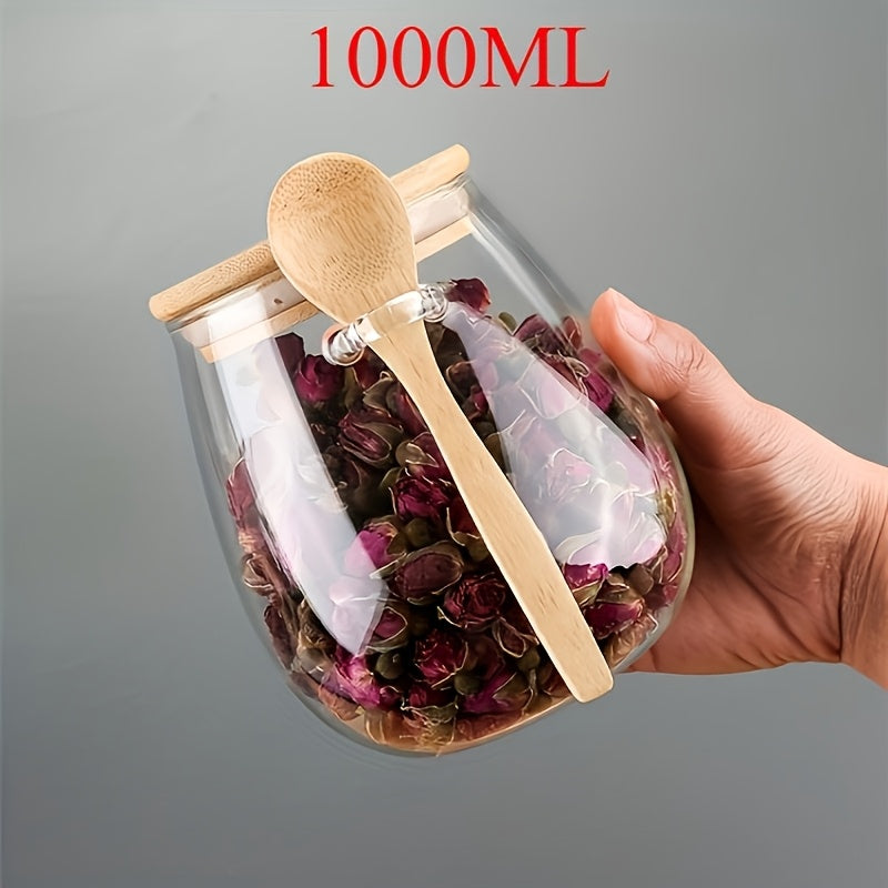 Set van 2 Glazen Opbergpotten met Lepel - Perfect voor Keukenorganisatie