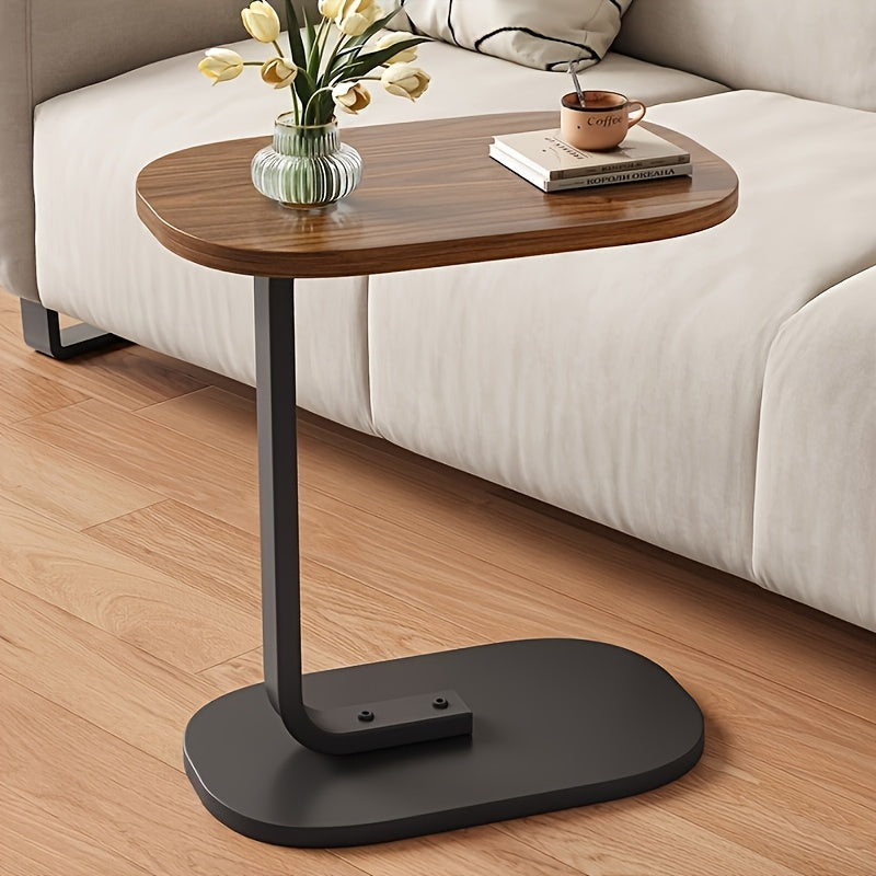 Moderne C-vormige Randtafel van Walnoot - Duurzaam en Compact Ontwerp voor Woonkamers en Slaapkamers