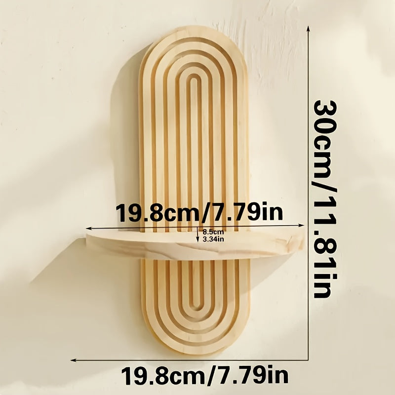 Boheemse Muurplanken van Natuurlijk Hout voor Badkamer en Woonruimte – Eenvoudige Muurmontage Planken