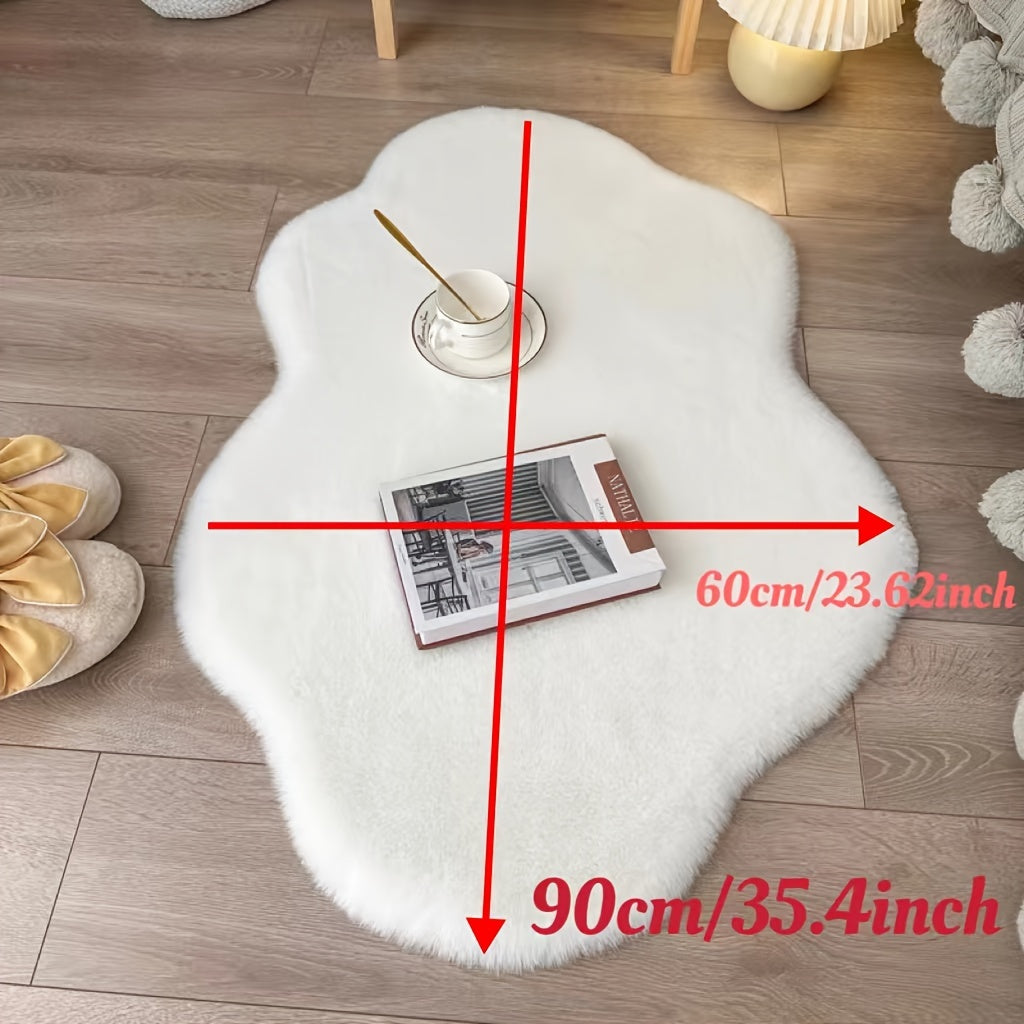 Ronde Pluche Vloermat – Crèmewit en Zacht, Ideaal voor Woonkamer en Slaapkamer