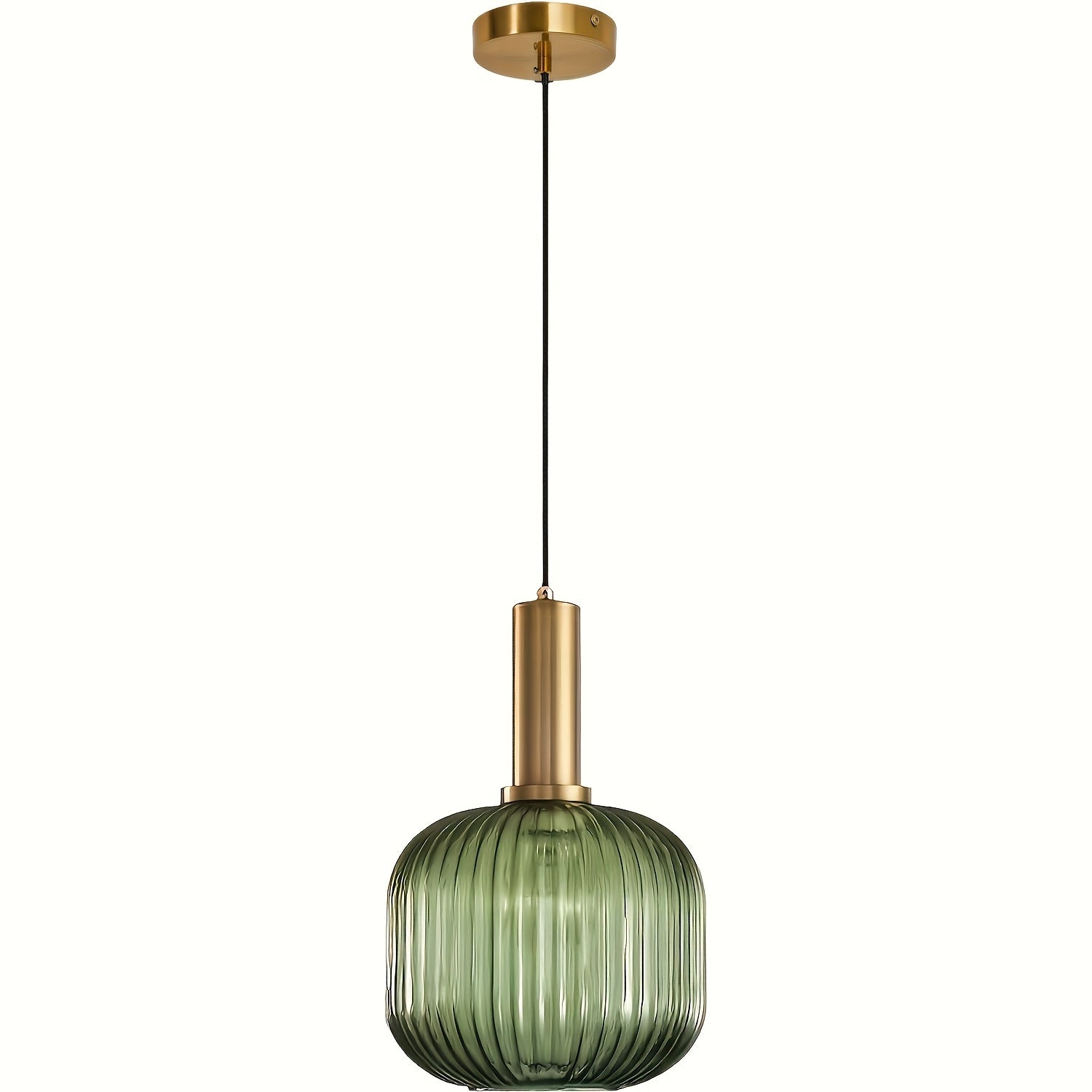 Moderne Boerderijstijl Hanglamp met Gestreepte Glaslampen en Gouden Afwerking - Semi Flush Mount