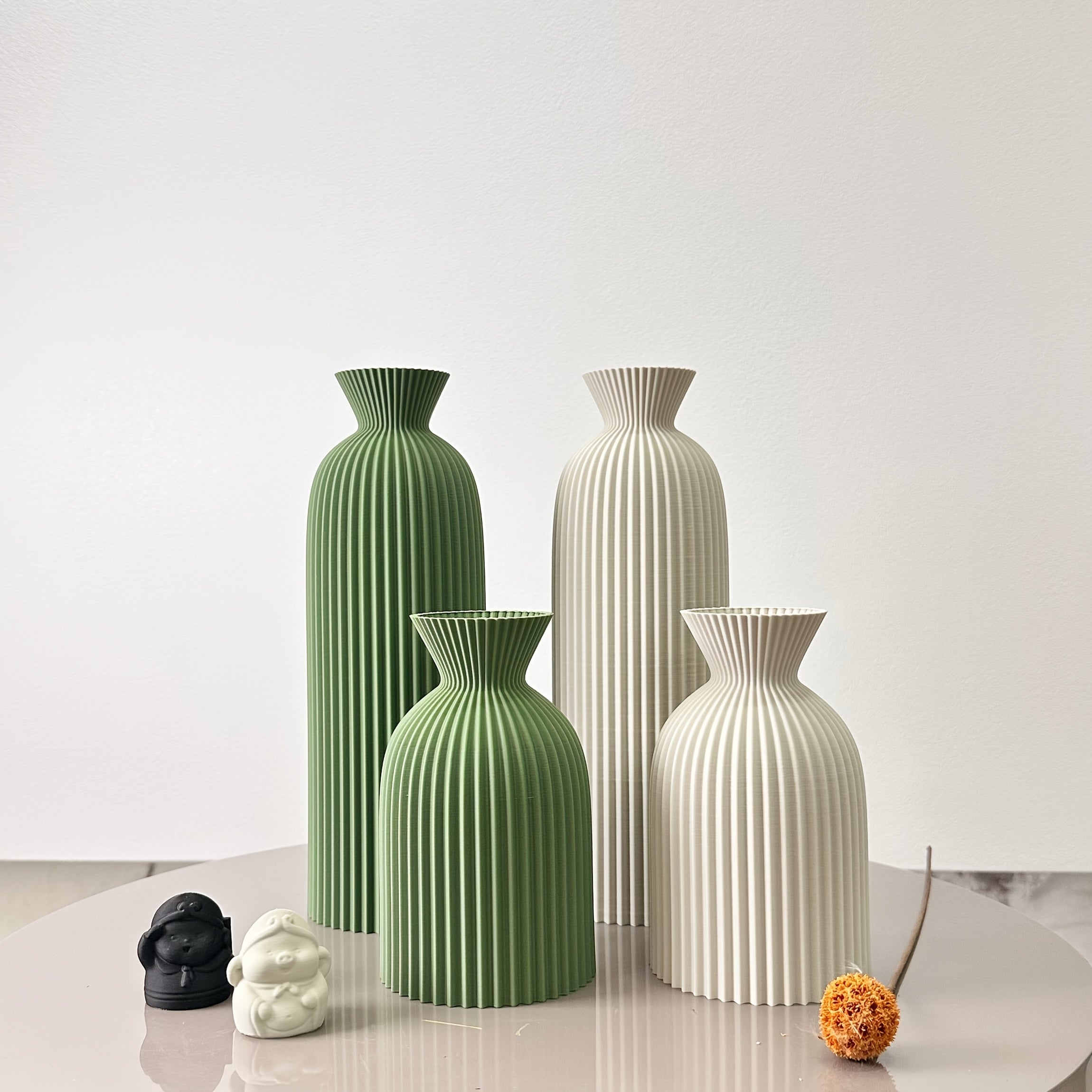 Set van 2 Bohemian Wavy Vazen voor Droge Bloemen – Kunststof Cilinder Vazen voor Thuis en Kantoor