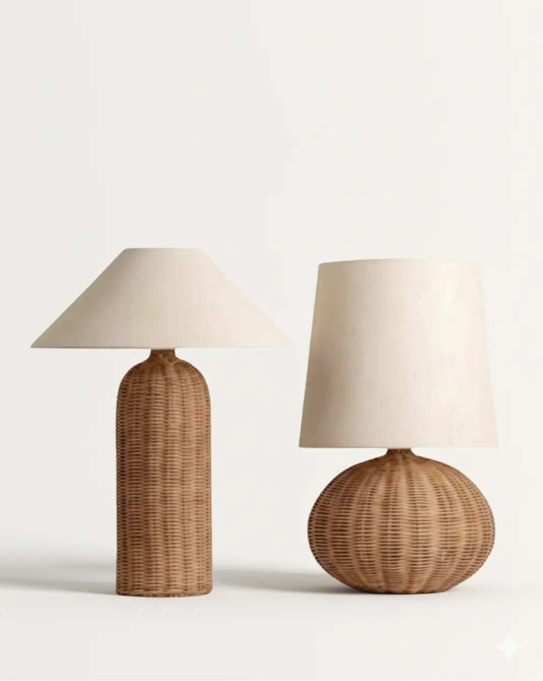 Wabi-Sabi Rattan Tafellamp – Authentieke Geweven Maison Roze