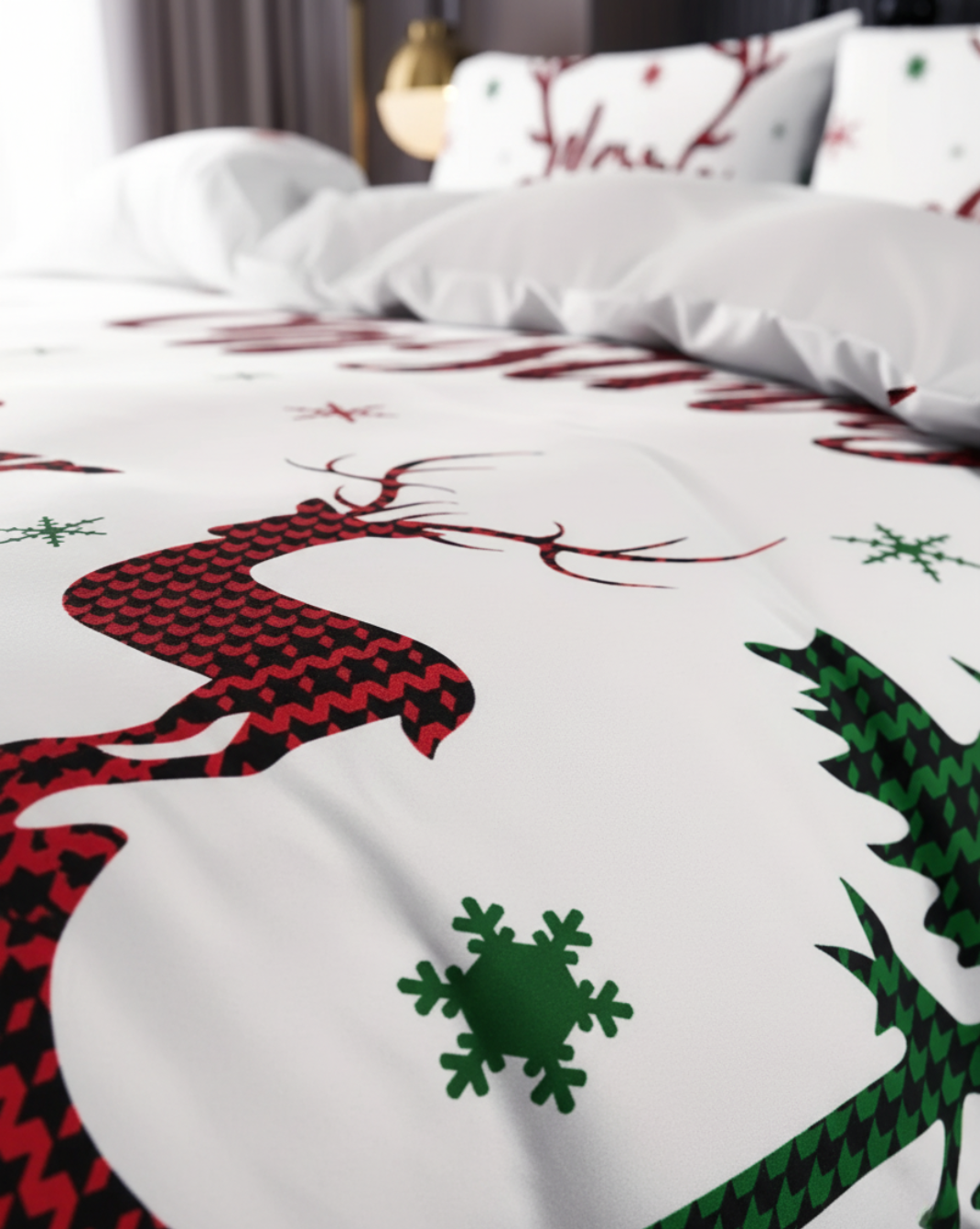 Warme kerstmis dekbedovertrek en kussenslopen set