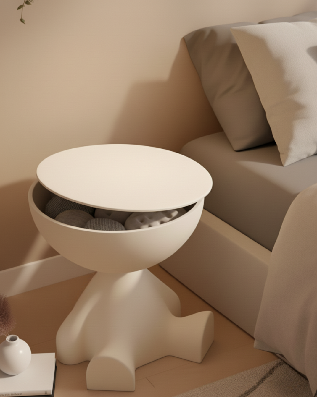 Modern Beer-Vormige Bijzettafel — met opbergruimte - Maison Roze
