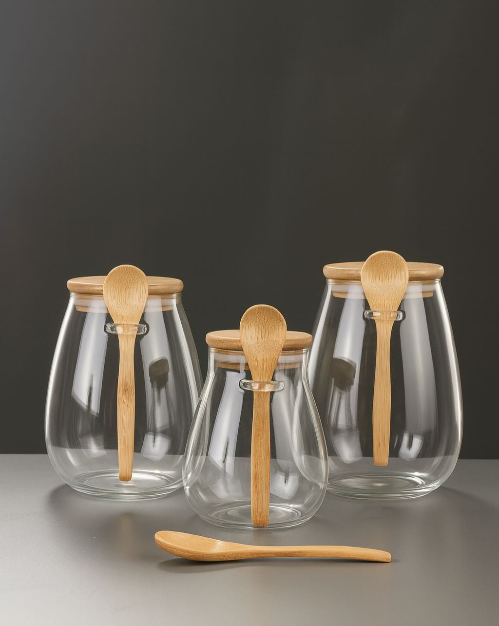 Set van 2 Glazen Opbergpotten met Lepel - Perfect voor Keukenorganisatie