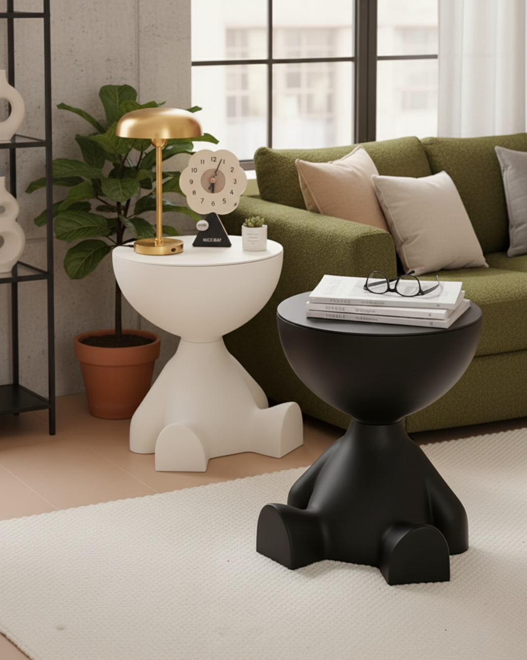 Modern Beer-Vormige Bijzettafel — met opbergruimte - Maison Roze